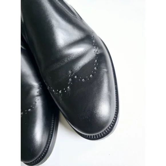 Allen Edmonds Lucca Black Leather Slip On Brogues Mens Dress Shoes Loafers 9 - Picture 6 of 11